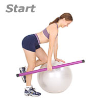 One knee on Swiss Ball, one arm Row with Sissel Exercise Ball and Sissel Body Toning Bar