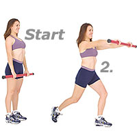Thumb - Backward Stepping Lunge Front Raise with Sissel Body Toning Bar