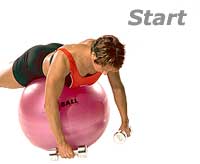 Reverse Flyes with Exercise Ball and dumbbells
