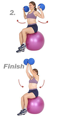 Image 2 - Seated Arnold Press on Sissel Exercise Ball with Sissel Power Weight Ball