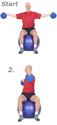 Seated Lateral Raise with Rotations with Sissel Power Weight Balls on Sissel Exercise Ball